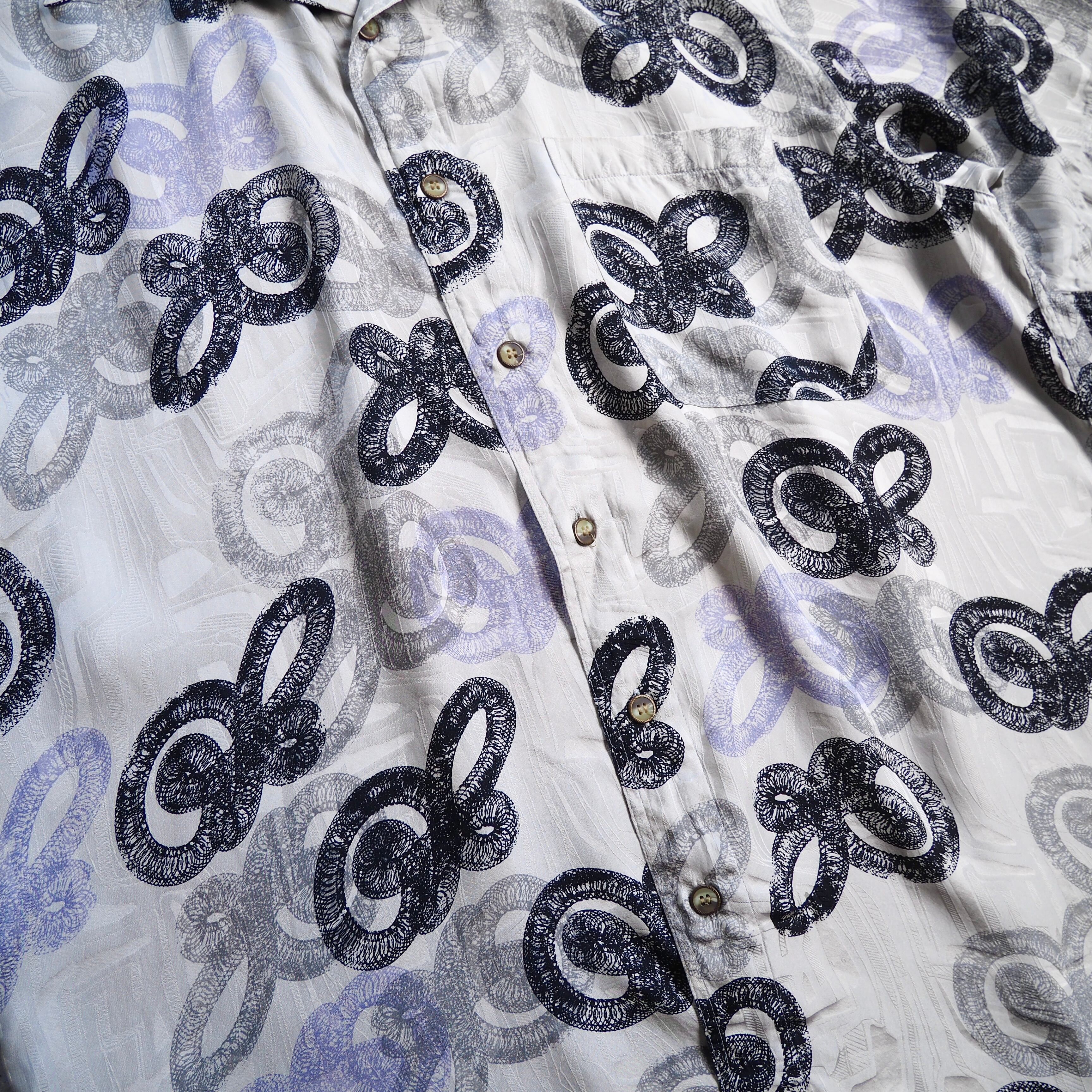 ” 捻縄 ” Tribal contemporary Art × Hidden pattern Drape SS silk Shirt