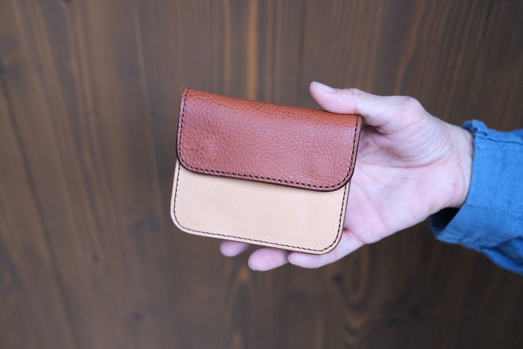 《即納》middle wallet【marron × horse natural】