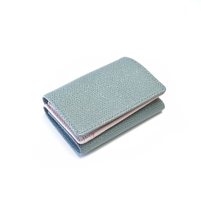 Mini wallet　パウダーブルー×ペールピンク