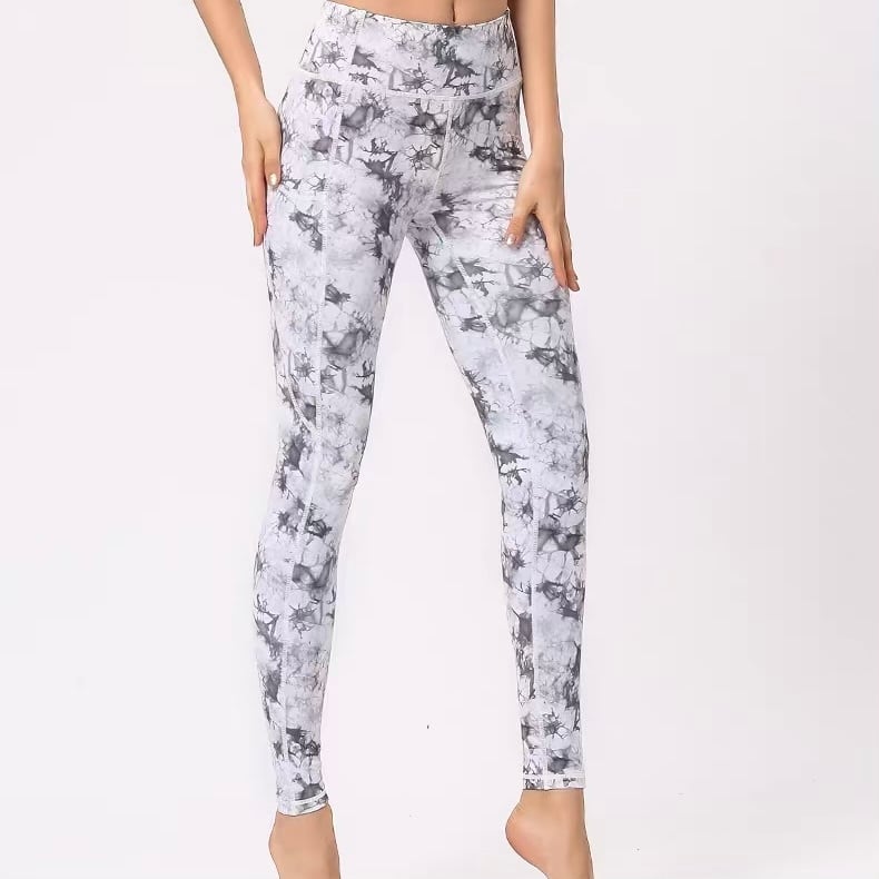 絞り染プリント ポケット付き フルレングス レギンス 4カラー 00151