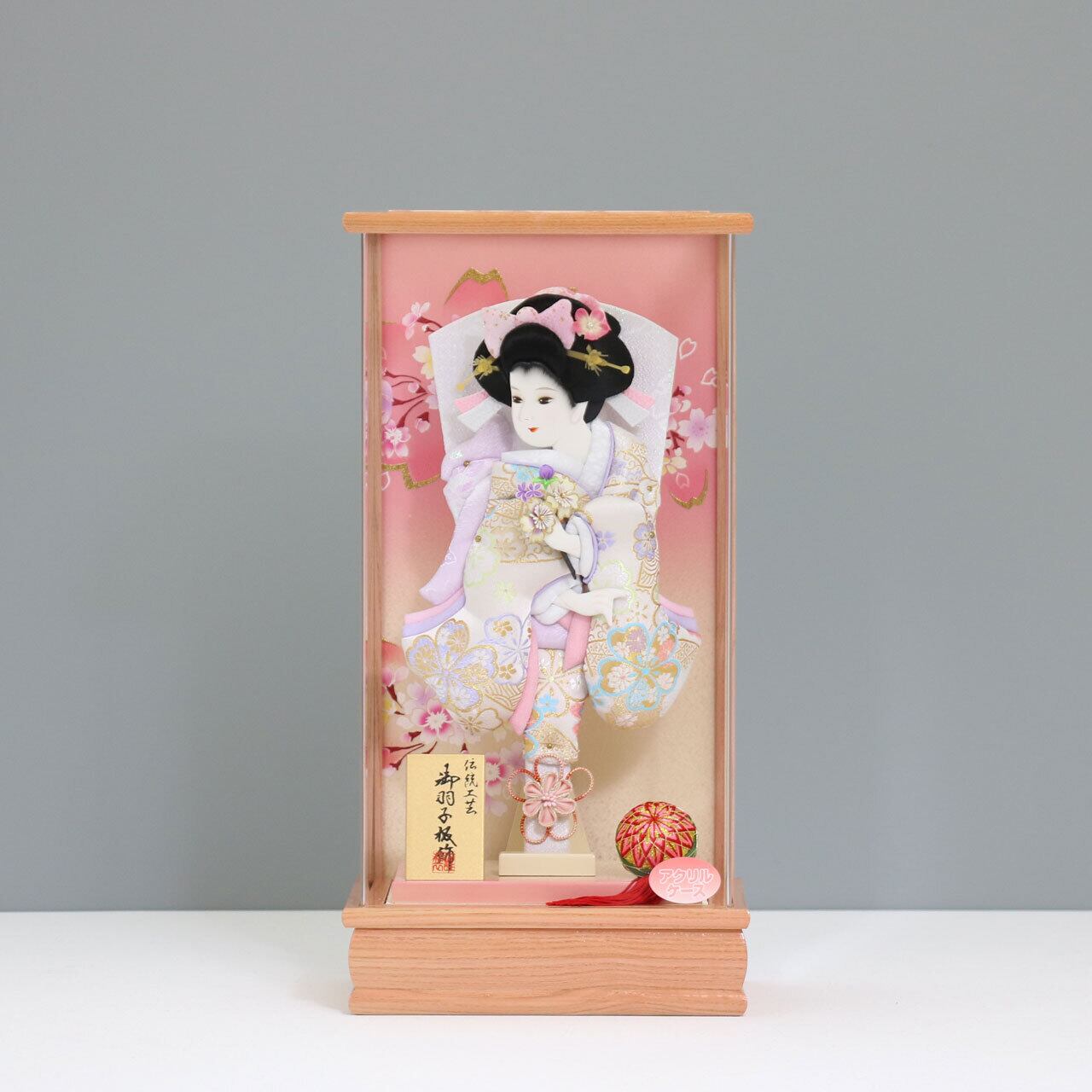 【桃音 振袖羽子板 10号】 羽子板飾り アクリルケース飾り 羽子板|花柄|木製|和モダン|コンパクト