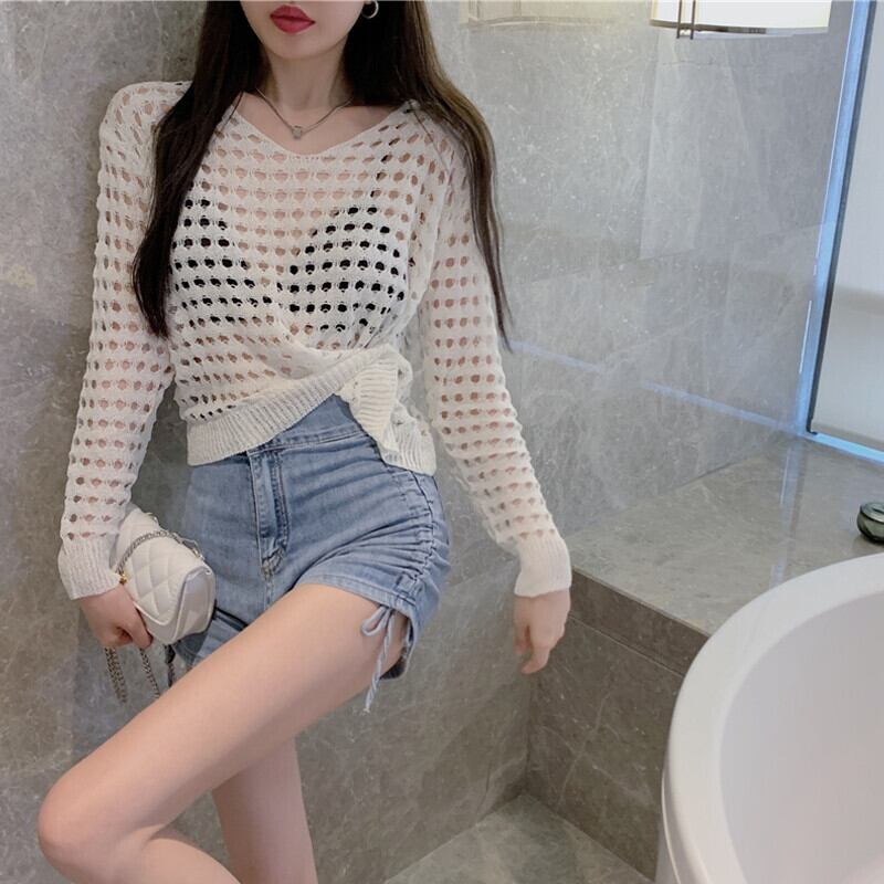 ニットトップス サマールーズTシャツ ブラウス ロング 大人ガーリー スウィート キュート カジュアル 夏物 ガールズファッション23406906508