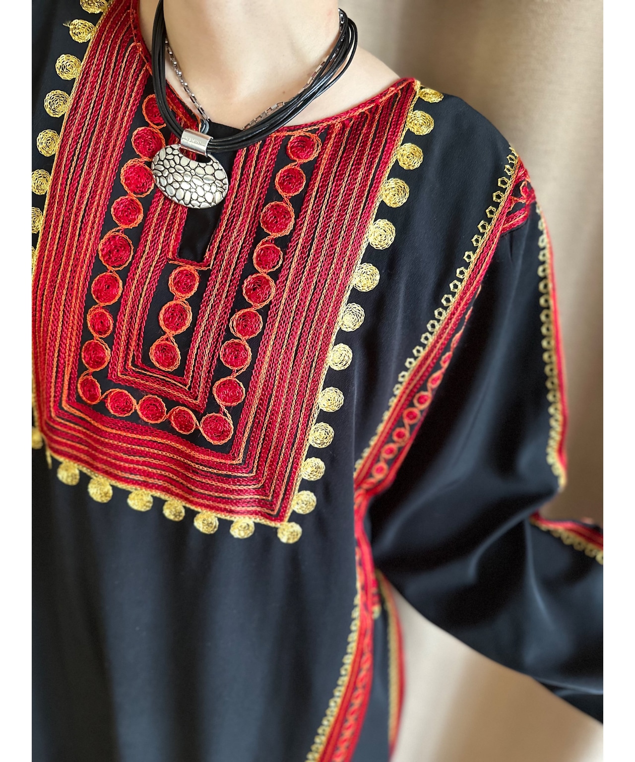 embroidery design black ethnic vintage dress-4162-6