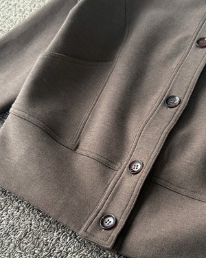 ハイネックフェイクファーニットジャケット A0735