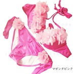 レディース水着 ビキニ 花びら フリル 水着 セクシー 2点セット 可愛い 盛れる バストアップ フラワーモチーフ パステルカラー シンプル 無地 大人可愛い リゾート ビーチ 海 プール 夏 トレンド フェミニン 写真映え フォトジェニック w609 SB