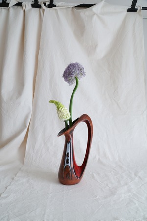 Vintage Flower Vase-Brown Red 7747