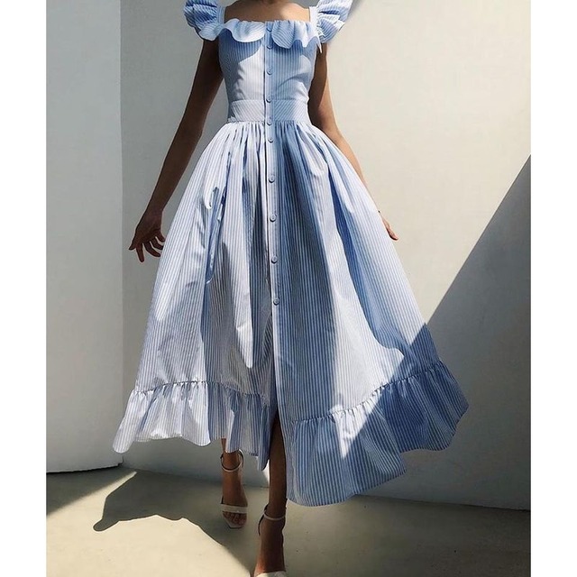 ストライプフリルワンピース　2396