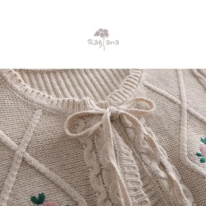 花刺繍 ニットベスト 3col W VB075