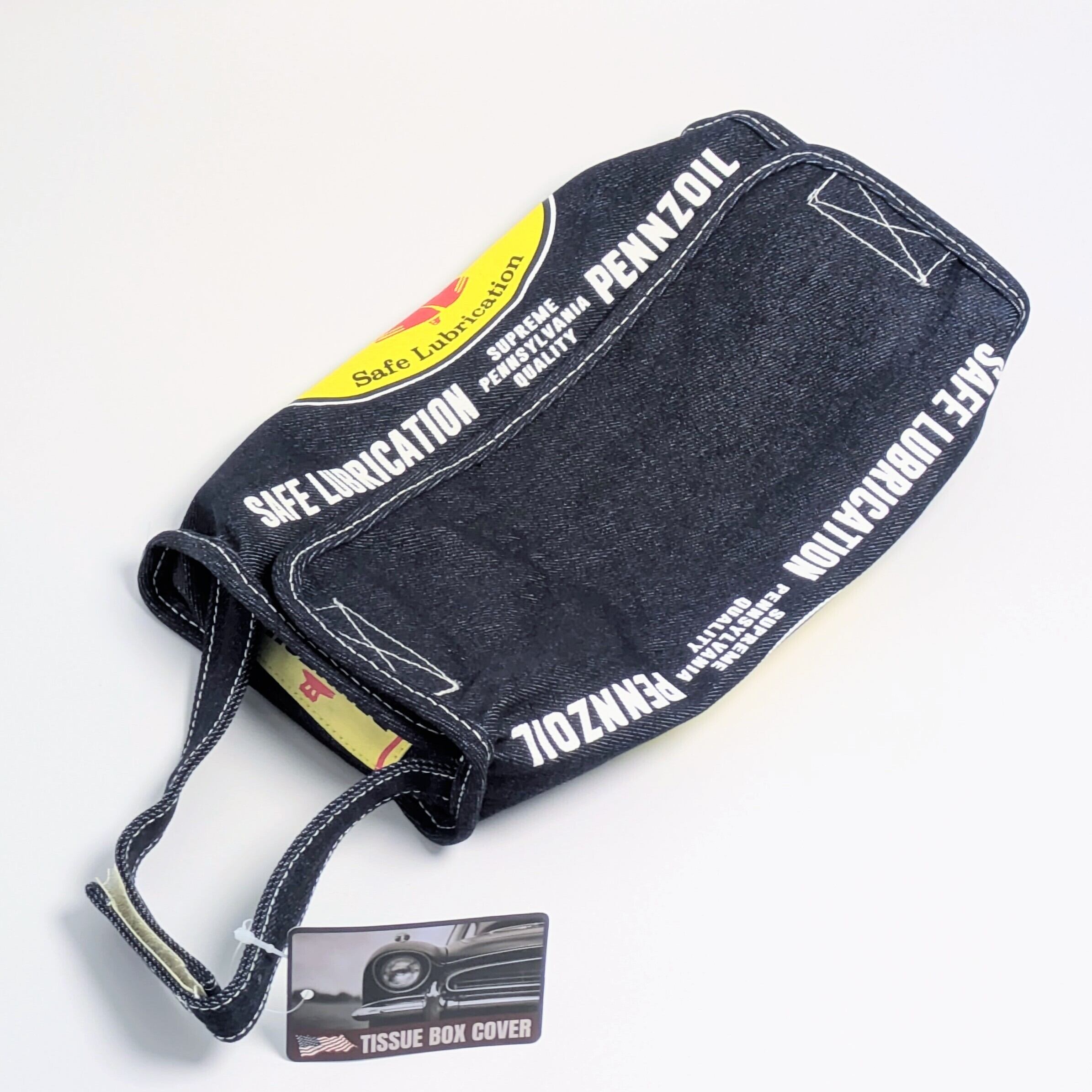 ✨️ティッシュのドレスアップに♡✨️ Denim Tissue Cover / デニム ティッシュカバー 吊り下げ / ティッシュケース【 Pennzoil ( ペンズオイル ) 】インディゴデニム