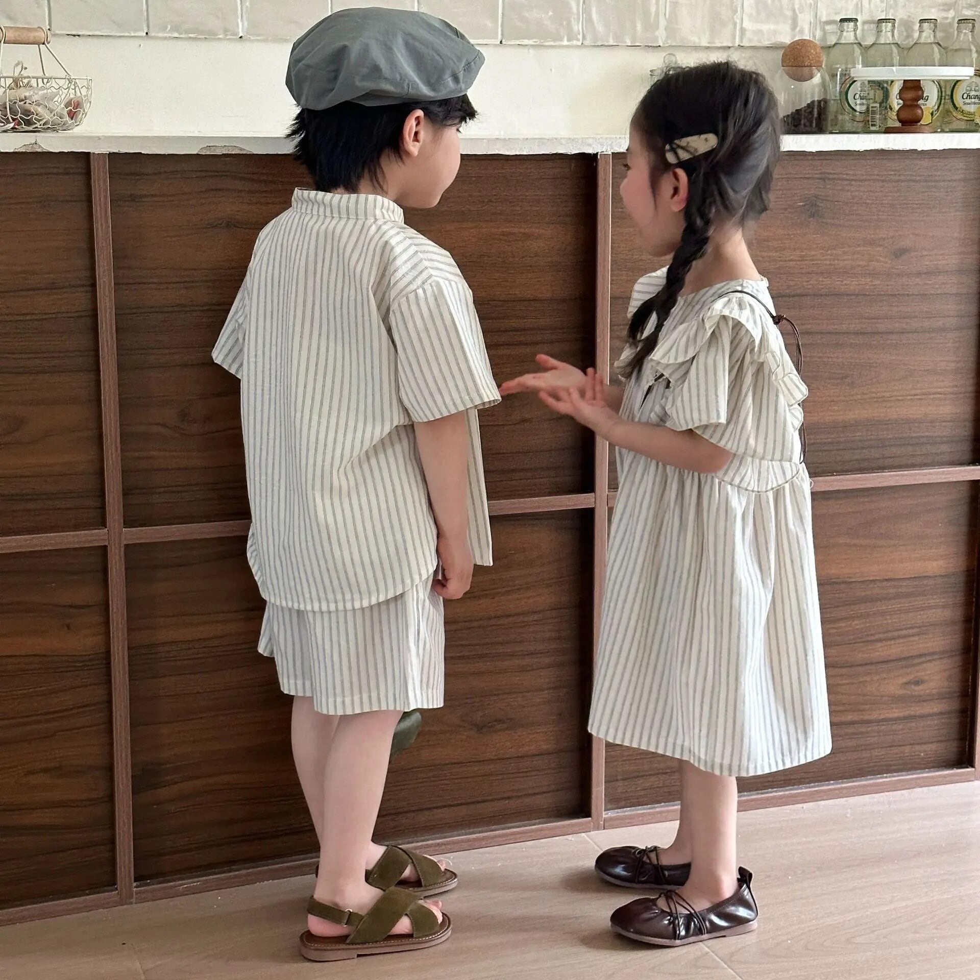 取寄】涼しげなストライプが爽やかで可愛いフリルワンピース、ノー 
