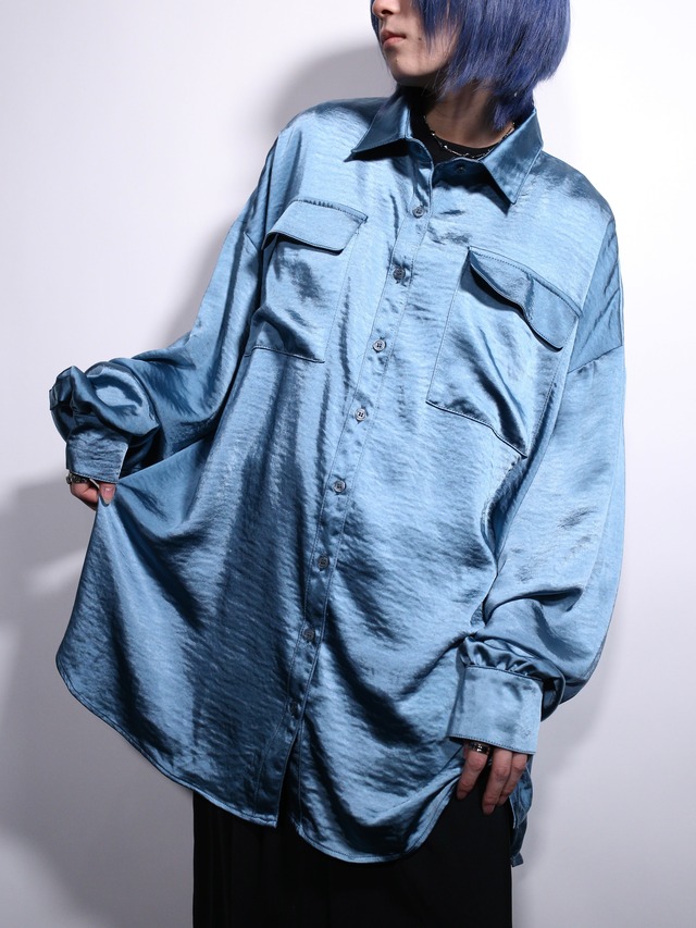 gloss fabric ice blue over silhouette shirt