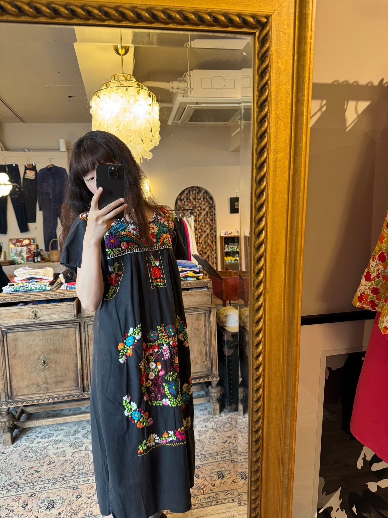 手刺繍カラフルフラワーワンピース
