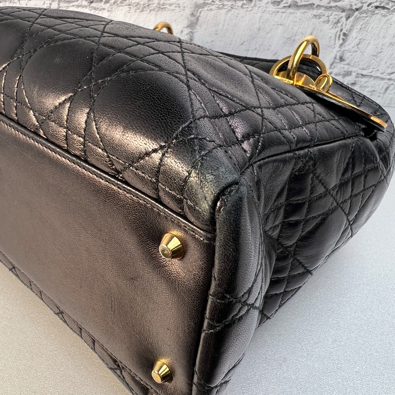 Diorレディディオール ミディアムカナージュ  ハンドバッグ ブラック A-9514