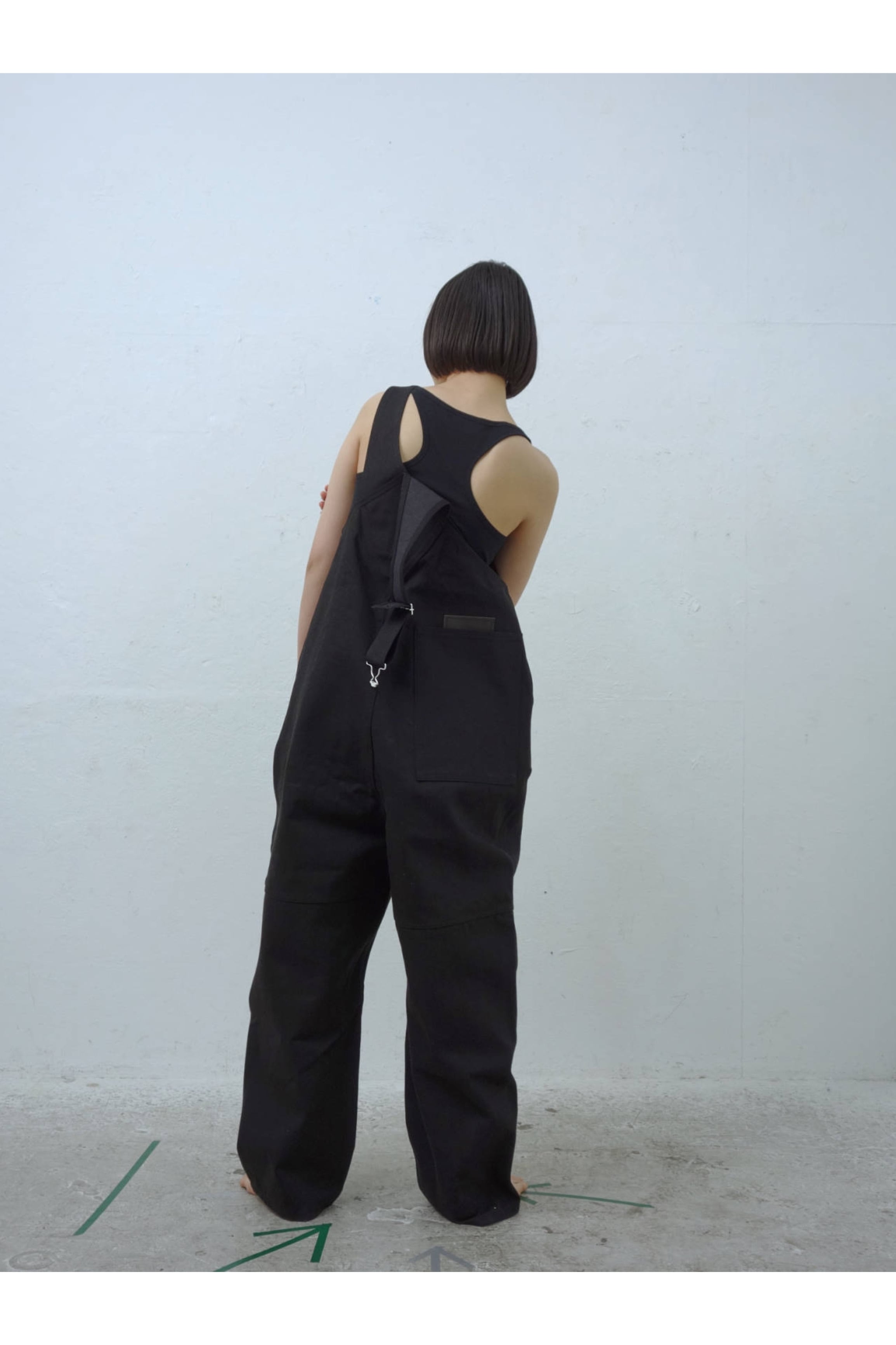 TUKI - 原田服飾研究所 - TYPE 2, LOOSE FIT SALOPETTES (BLACK/BLACK