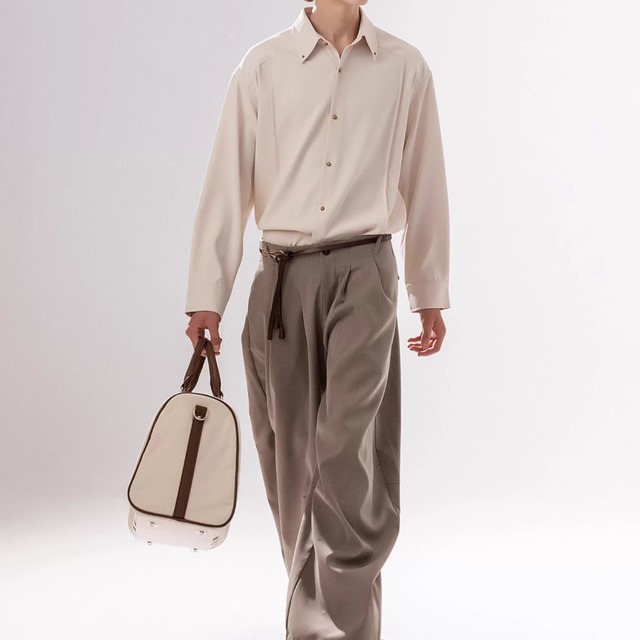 Old Money Style Basic Mushroom Button Long-Sleeve Shirt(LMU0208)