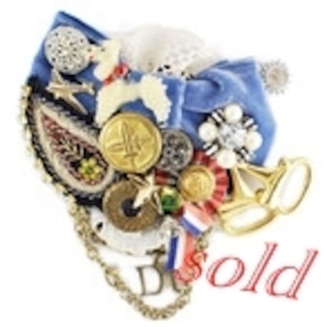 Ribbon　collage　broach  L