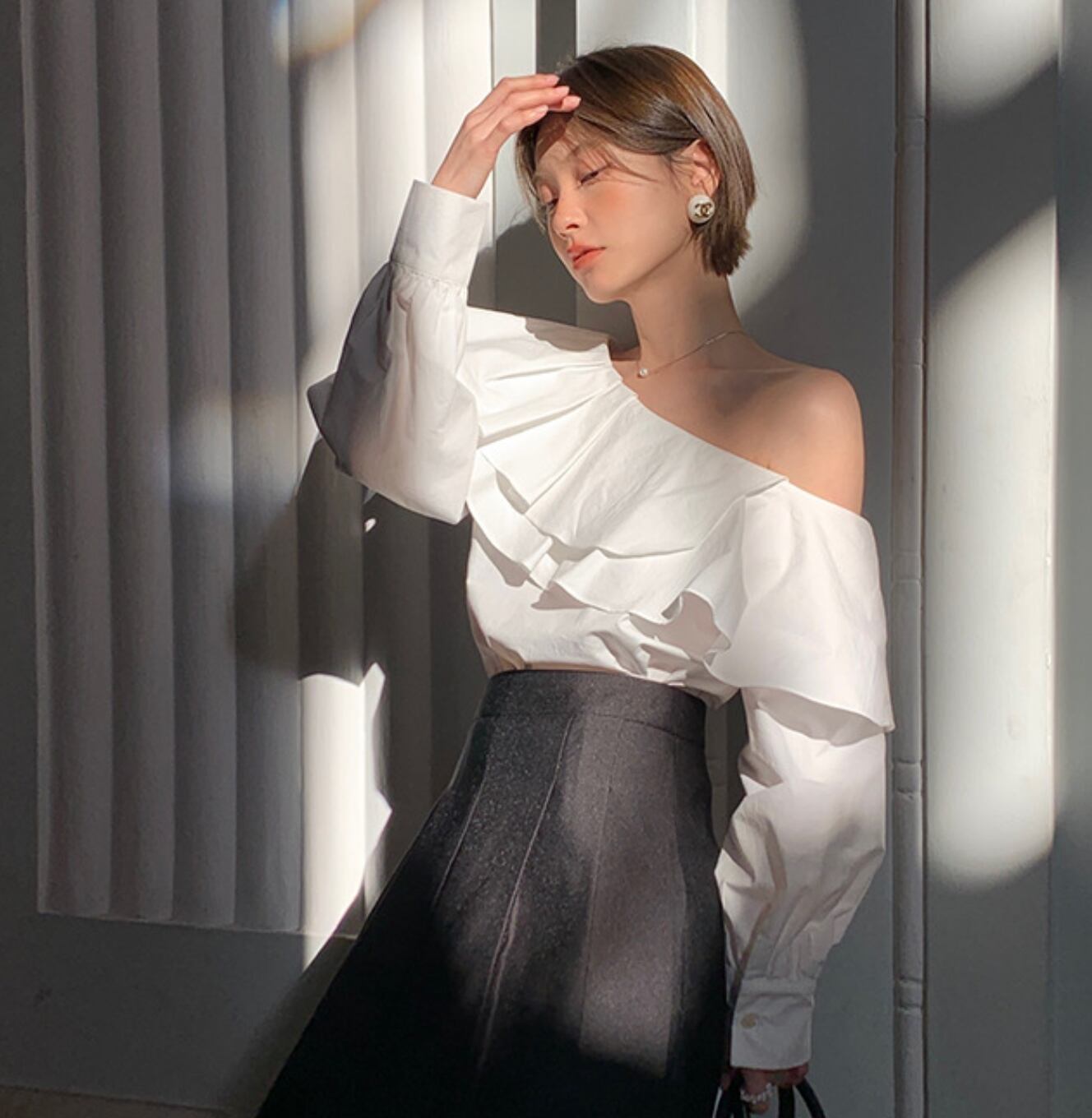 French cross-body blouse