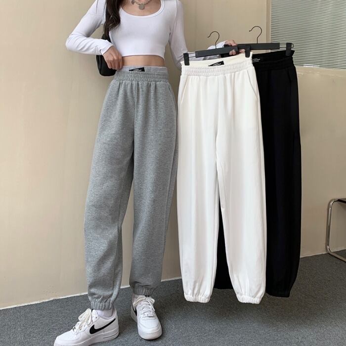 ホワイトカジュアルパンツ オータムハイウェスト薄手 秋物 ガールズファッション81693253871