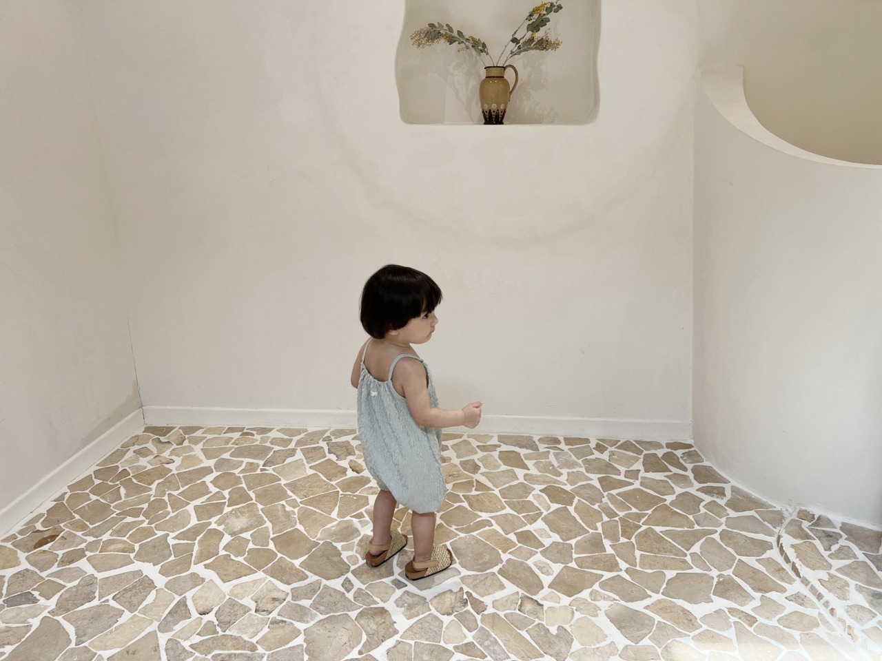 【Bebe nine】ワッシャーキャミソールロンパース ミント 70〜80cm　24046 - 9