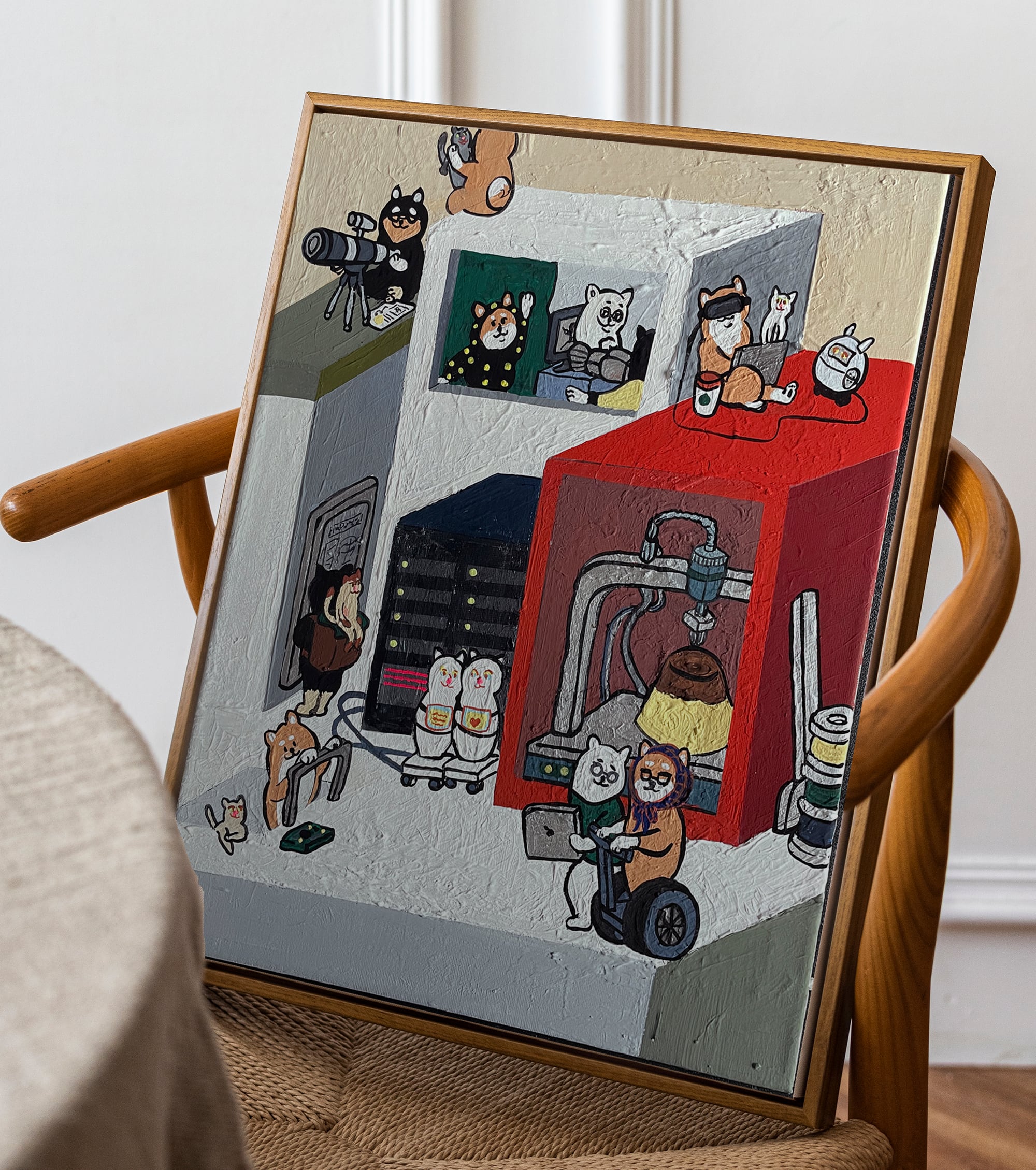 原画：6号】プリンと柴犬の博士達（Pudding & the Shiba Doctor