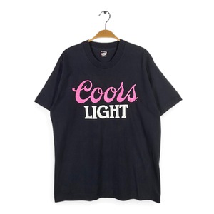 80s クアーズライト ビール USA製 ヴィンテージTシャツ 企業系 ブラック スクリーンスターズ シングルステッチ サイズXL 古着 BZ0499