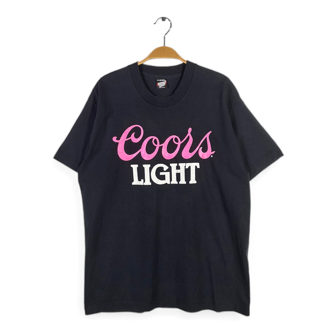 80s クアーズライト ビール USA製 ヴィンテージTシャツ 企業系 ブラック スクリーンスターズ シングルステッチ サイズXL 古着 BZ0499