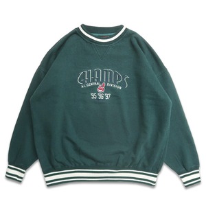 古着 90年代 Crable Sportswear MLB クリーブランド インディアンス 刺繍 スウェット トレーナー グリーン 表記：XL　gd409033n w60408