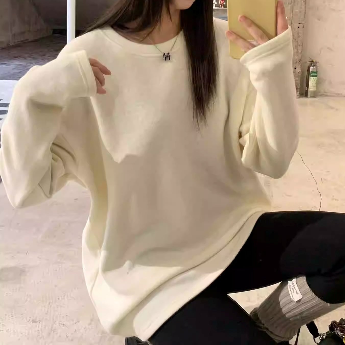 長袖 オーバーサイズ ヒップ丈 プルオーバー 3color ATO0116