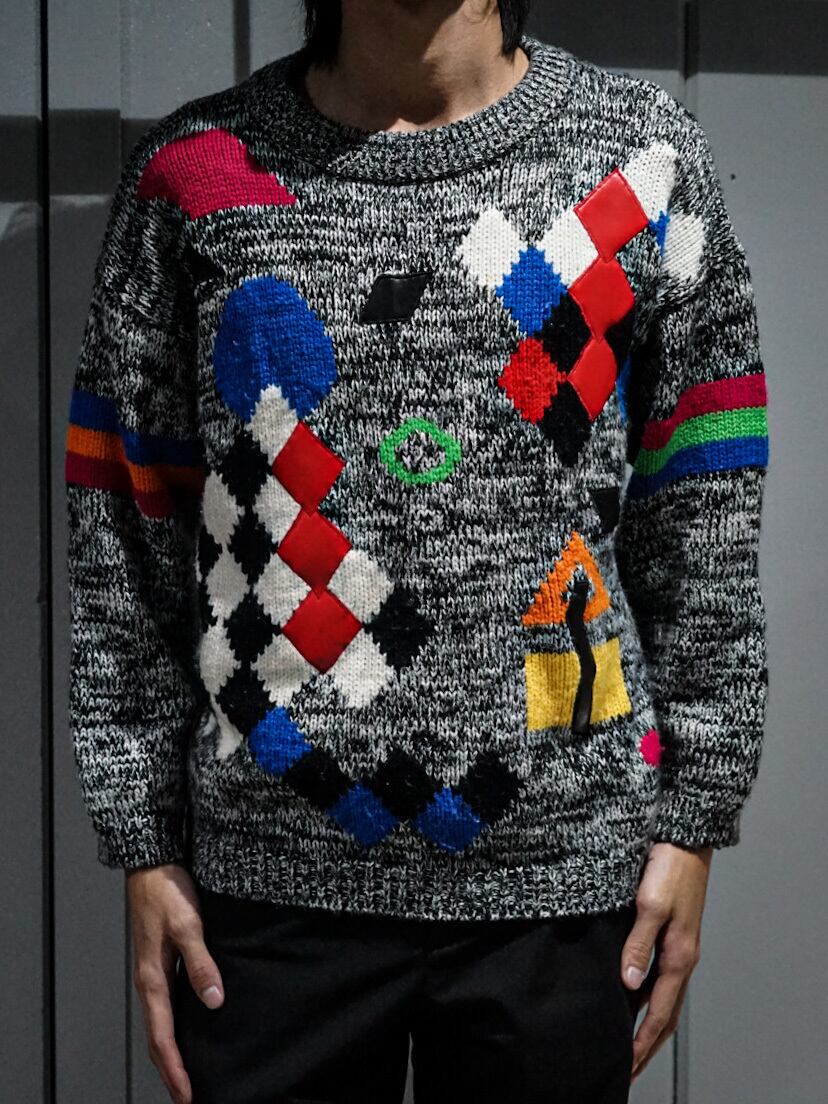 【add (C) vintage】Abstract Artistic Pattern Vintage Knit Sweater Caka(カカ）下北沢古着屋、セレクトショップ