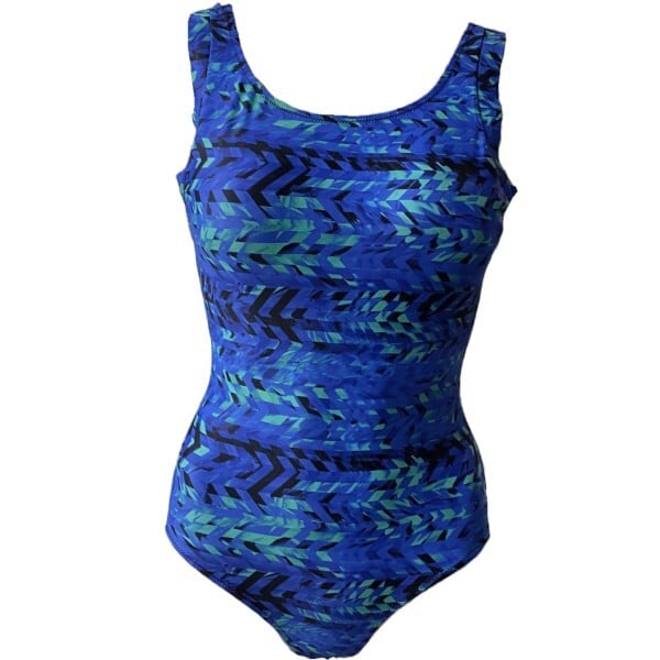 WD-565410 npフィットネス水着 そで美人シェイプワンピース 総柄 /幾何 サイズ/9号〜15号