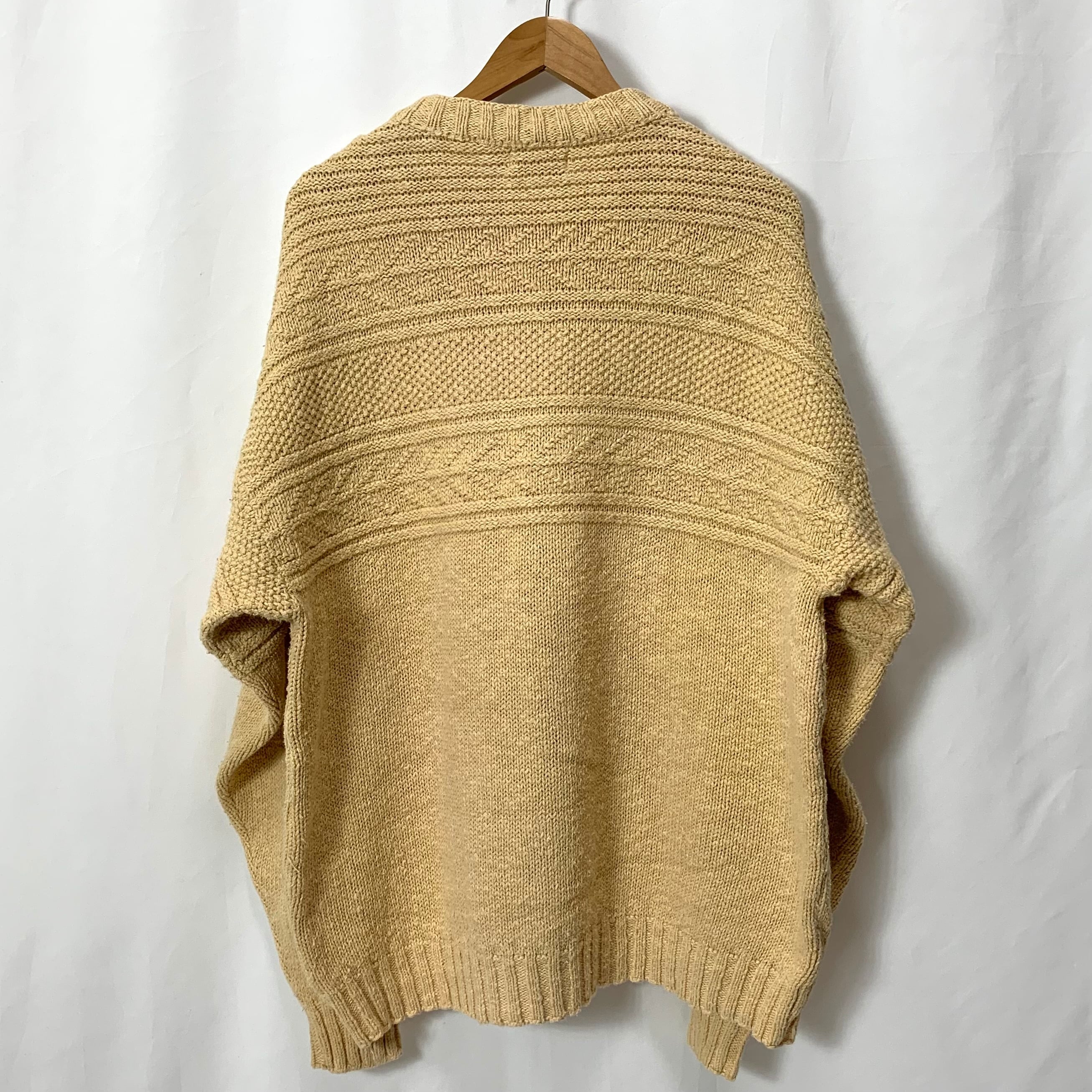 vintage old 80s 90s L.L.Bean aran pattern cotton knit cotton