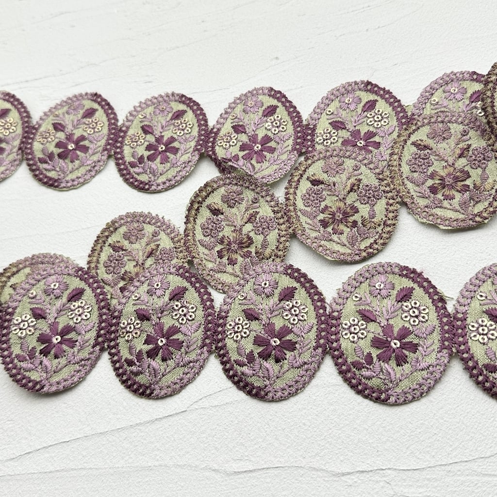 オーバル [エメラルド] インド刺繍リボン 2417 | PAY ID
