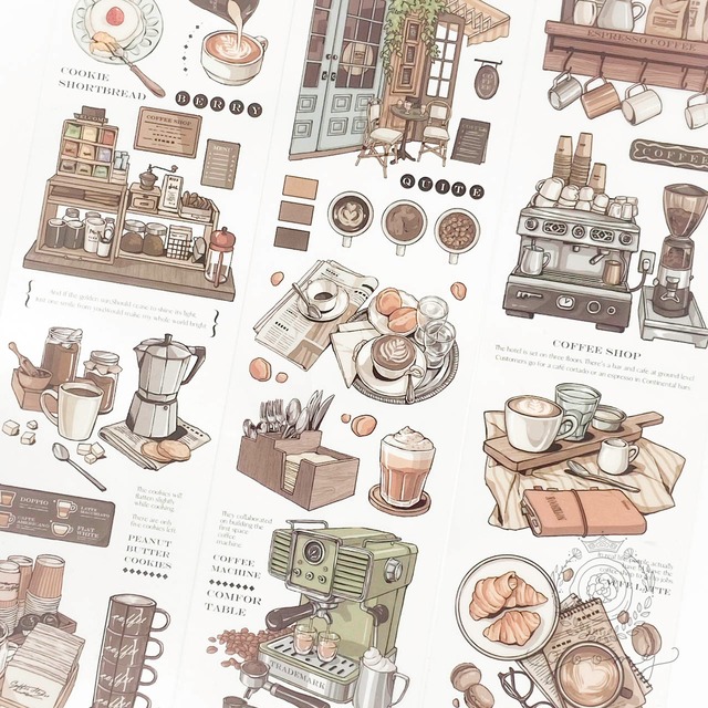 6枚入り シールシート 珈琲<S490>