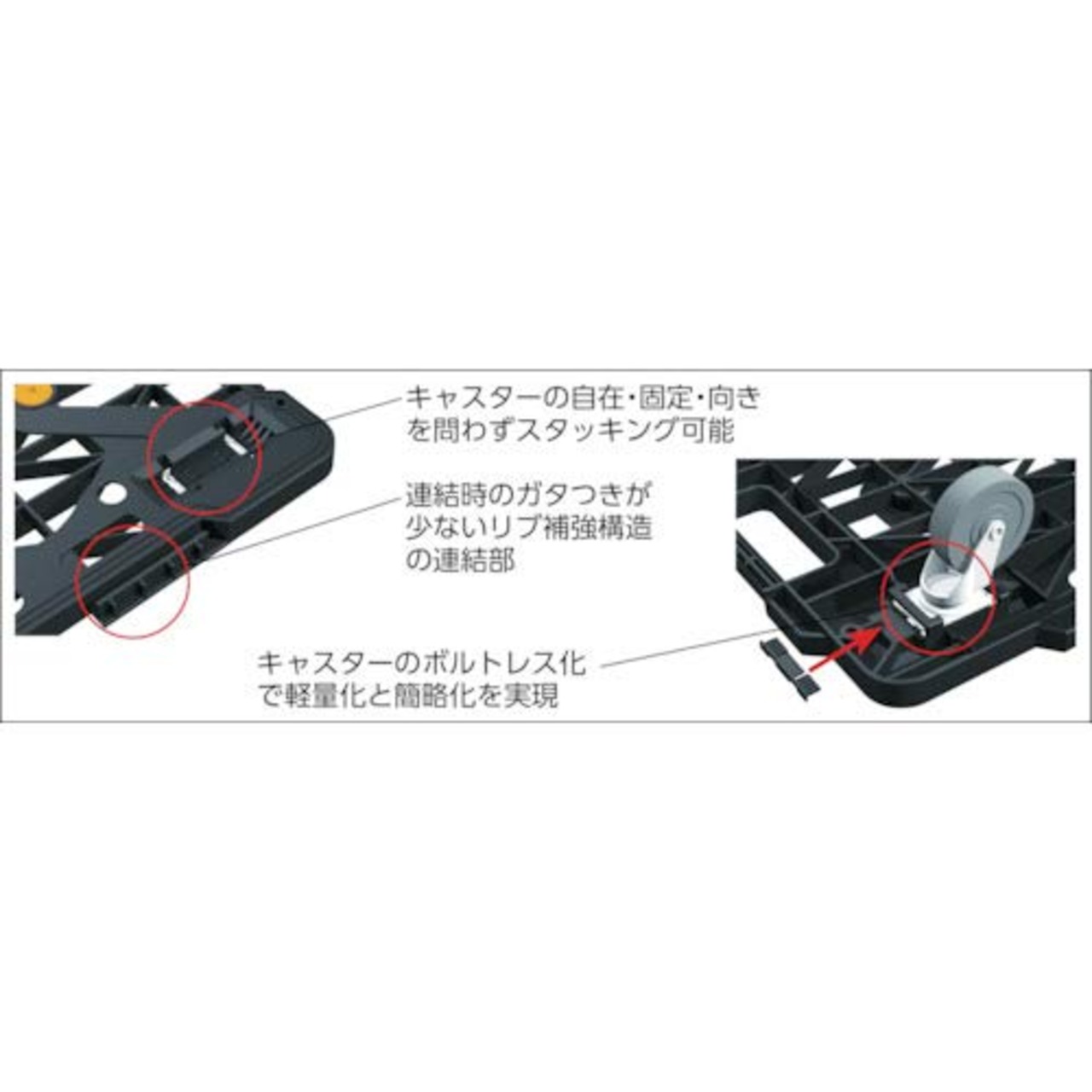 トラスコ中山(TRUSCO) 平台車 軽量 ルートバンメッシュタイプ 連結·スタッキング可能 ブラック 515×385mm 荷重100kg MPK-500-BK