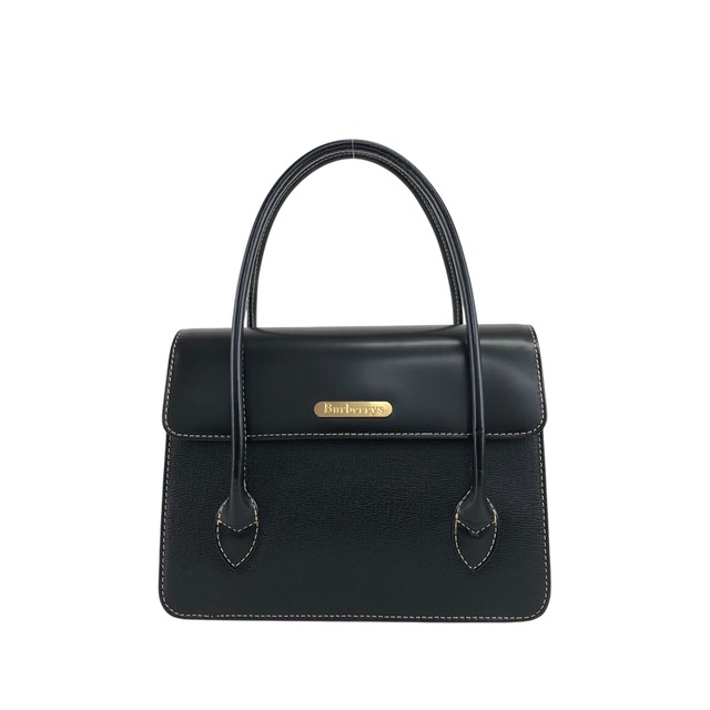 BURBERRY バーバリー ハンドバッグ ブラック ロゴ レザー vintage ヴィンテージ オールド 2ek8c8