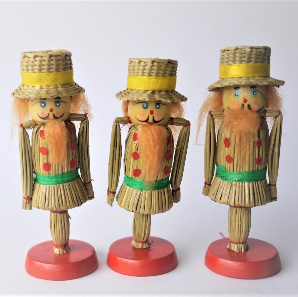 麦わら細工 兵士人形3個 ストローオーナメント ドイツ