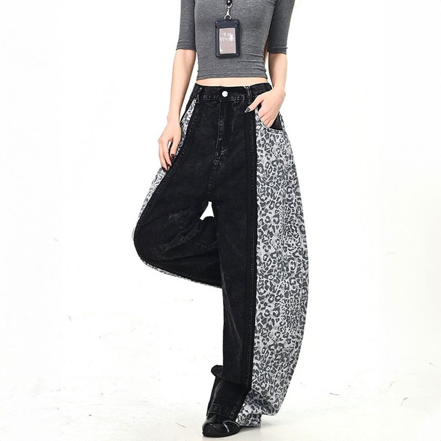 レオパードパネルミックスワイドパンツ 2col   R01502