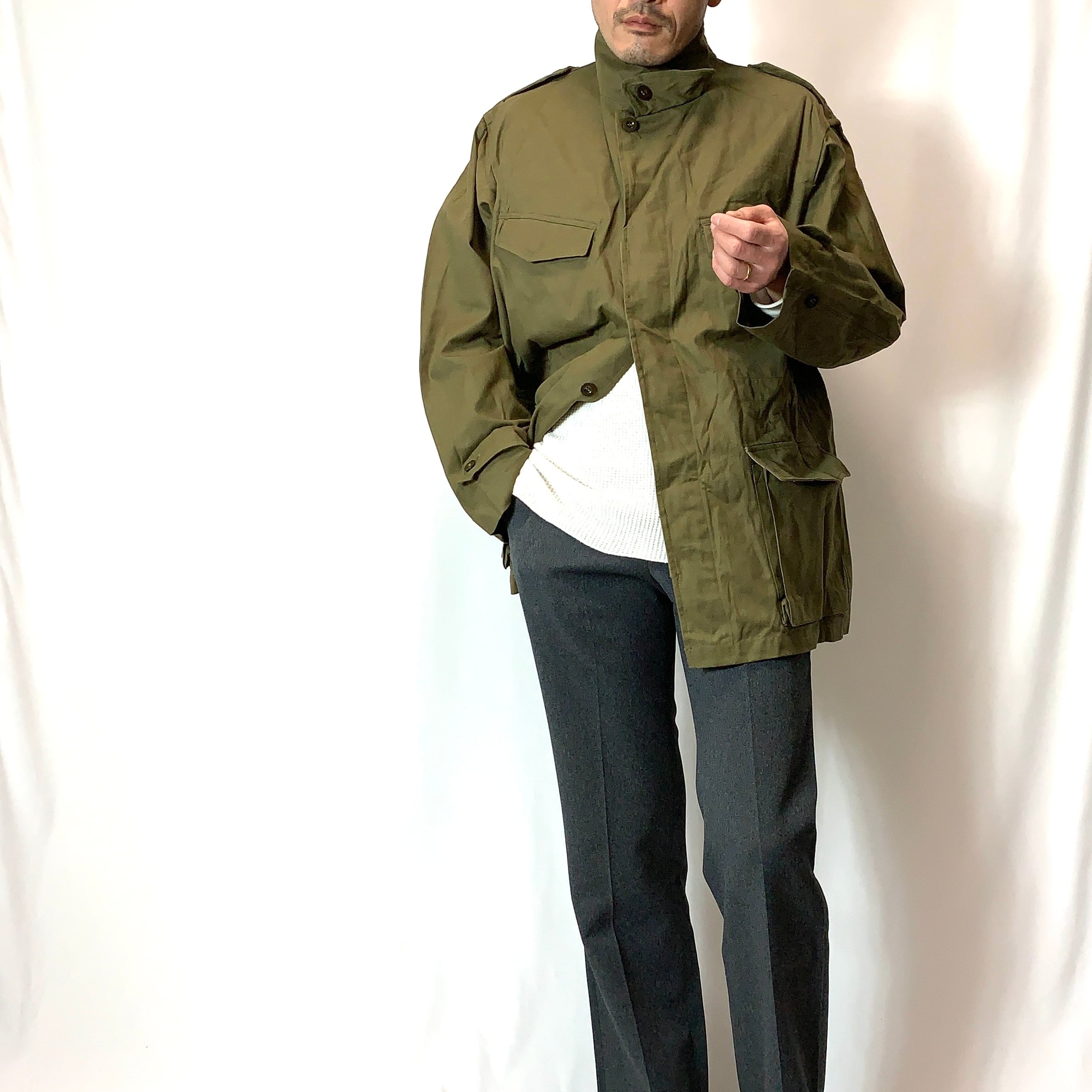 vintage old french military jacket 50s deadstock M-47 フランス軍 ミリタリージャケット  フィールドジャケット 前期型 デッドストック ライトウェイト メンズ レディース カーキ SIZE 29