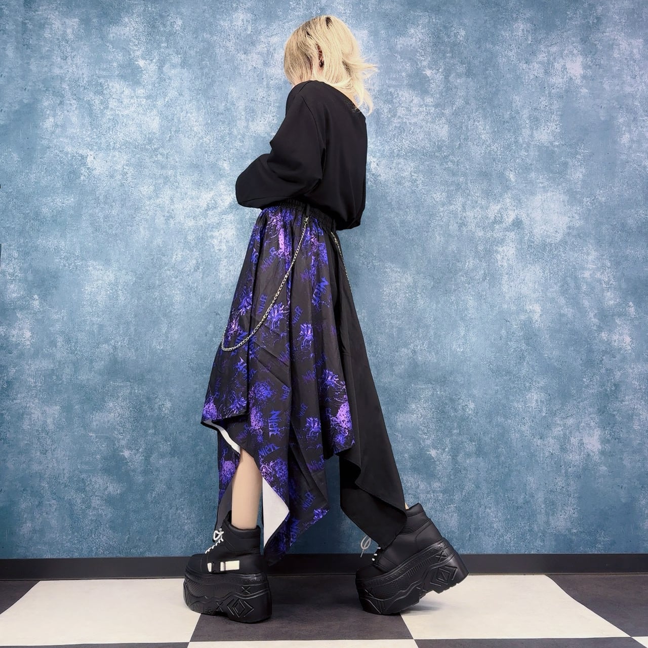 チェーン付きUNISEX ASYMMETRY SKIRT【紫彼岸花】 | NIER CLOTHING