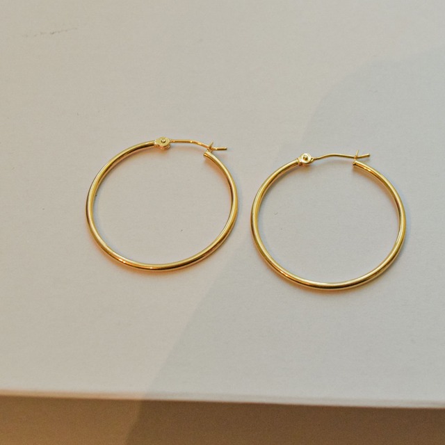 14K Gold Skinny Hoops - S