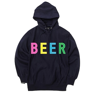 BEER アップリケカラフルロゴパーカ（裏起毛） ネイビー