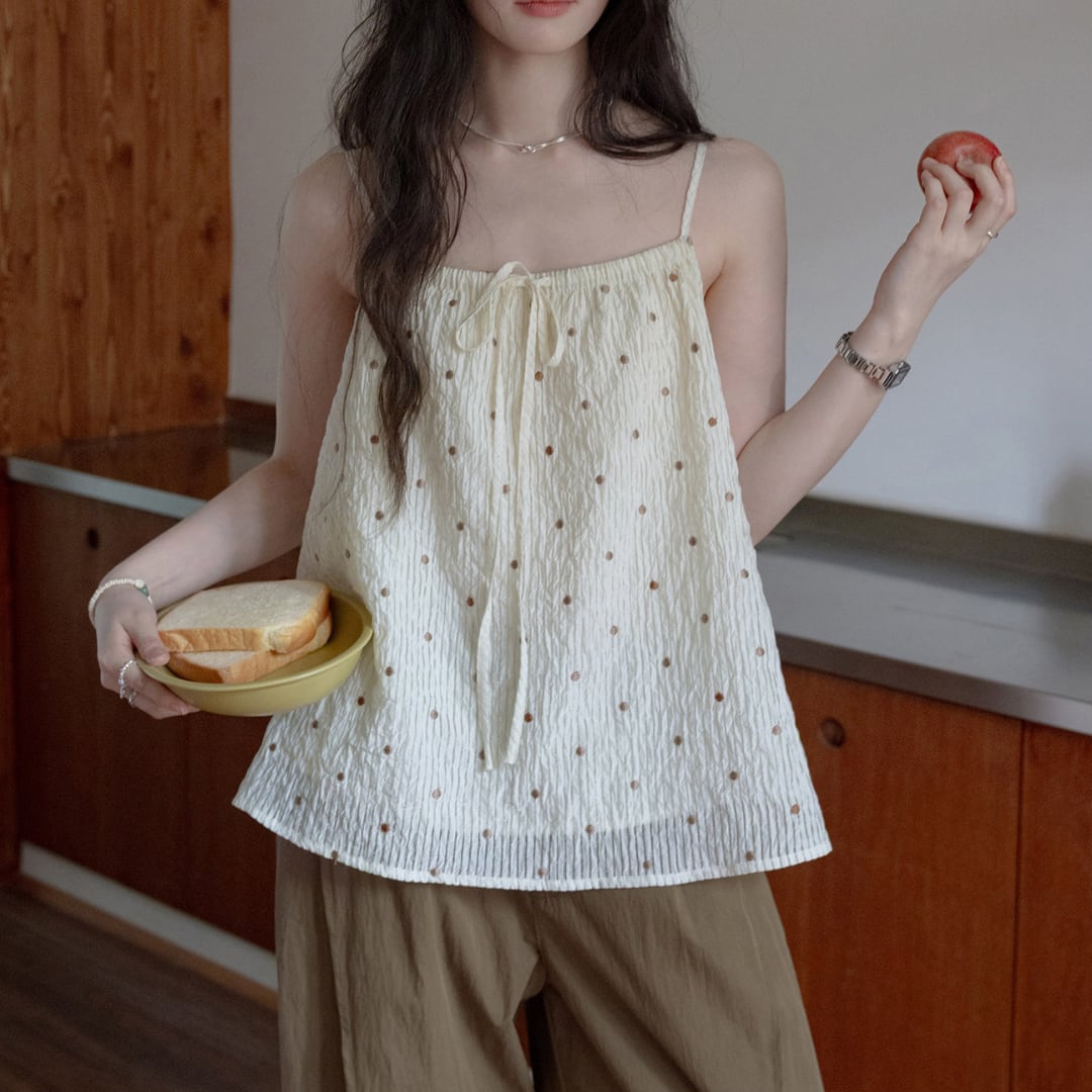 polka dot embroidered sheer camisole