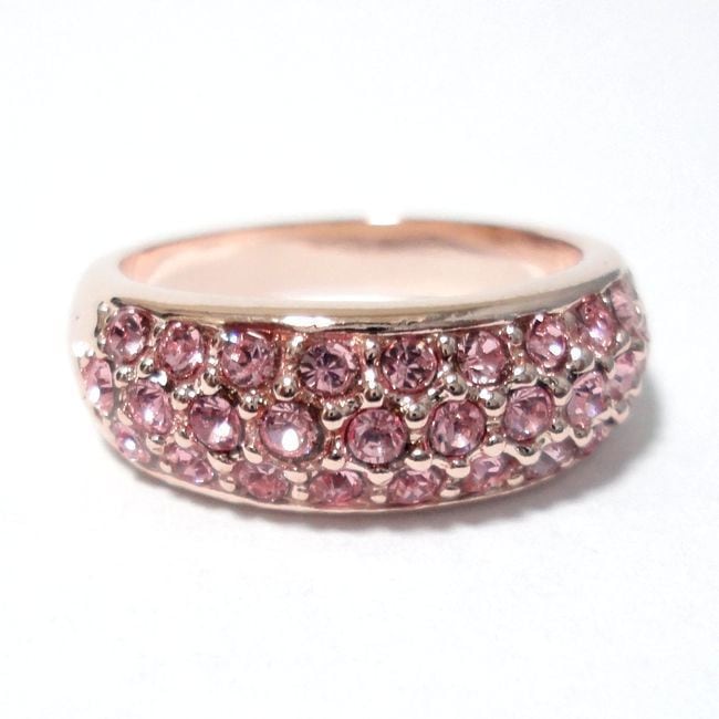 クールな煌めき パヴェ スワロフスキークリスタル ライトローズ ピンク