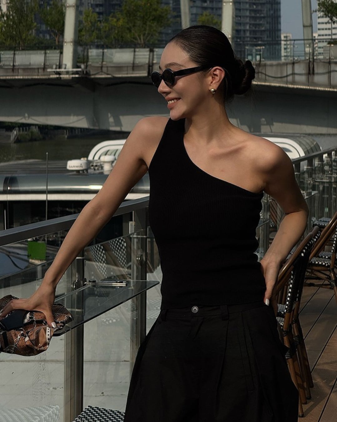 アシンメトリーリブニットトップス S25528