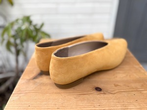 秋の新作◆キャメル ヌバックレザー フラットシューズ/上品シンプル・柔らか質感