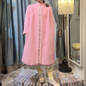 60's70's flower embroidery pink  quilting coat