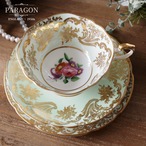英国Paragonパラゴン 金彩ロココ 花絵 トリオ カップ&ソーサー thumbnail 1