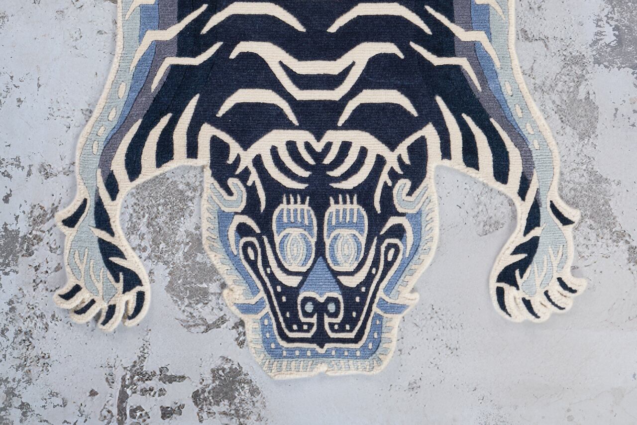 Tibetan Tiger Rug 《Mサイズ•ウール・オリジナル3・インディゴカラー
