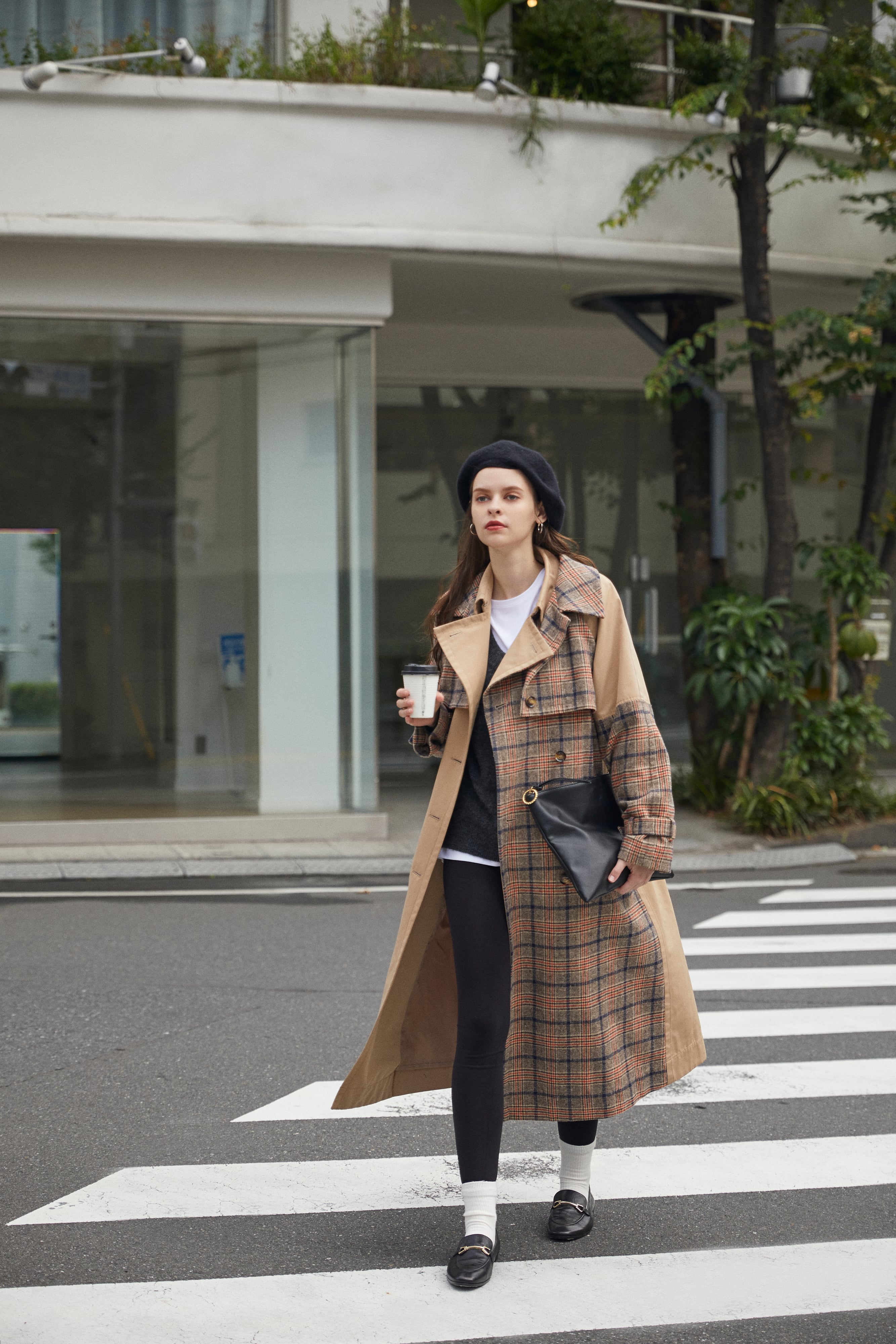 アシンメトリーイレギュラーチェックトレンチコート Ca0a C198 Ciel Air