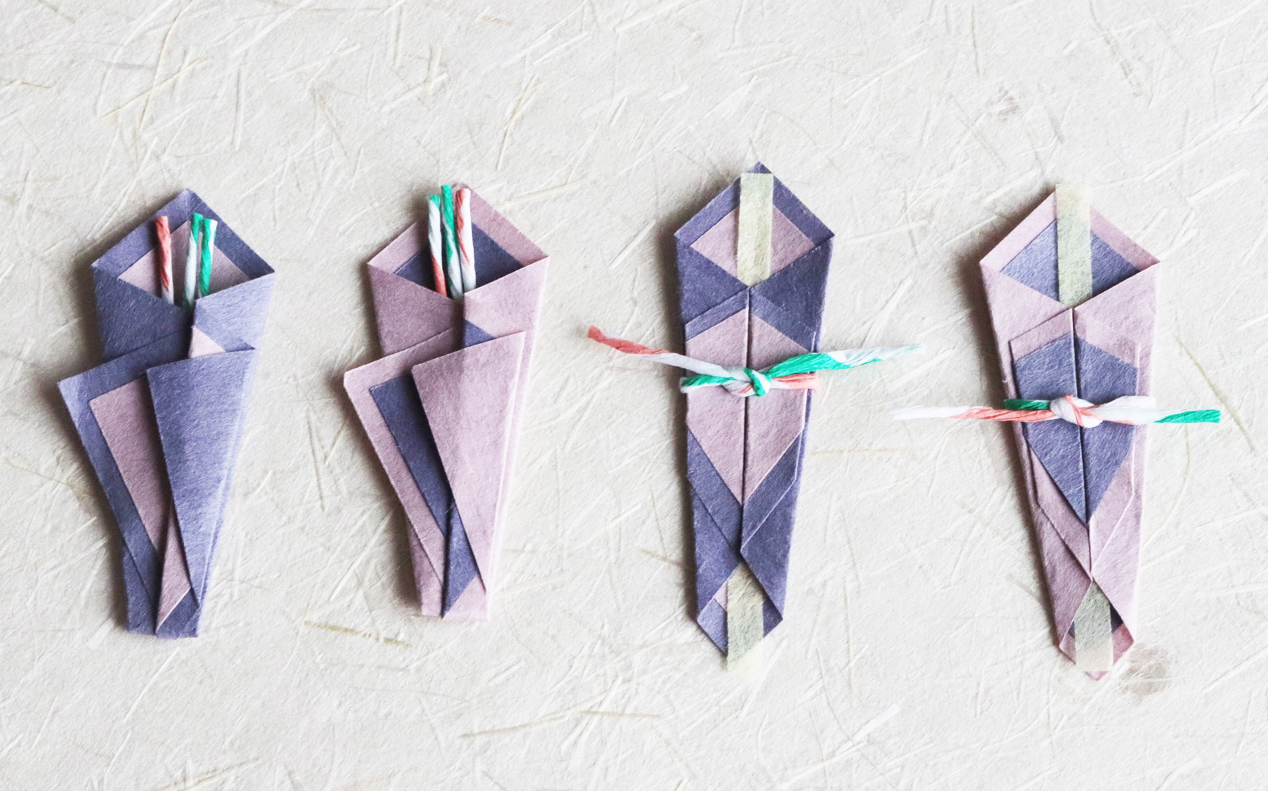 折　-和紙で折った熨斗シール- （紫系色）